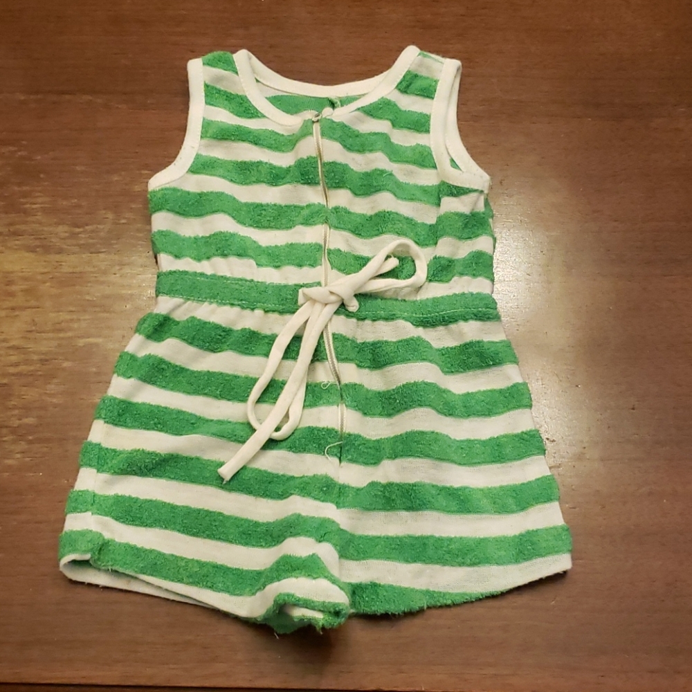 70s Vintage Baby Zippered Drawstring Waist Romper